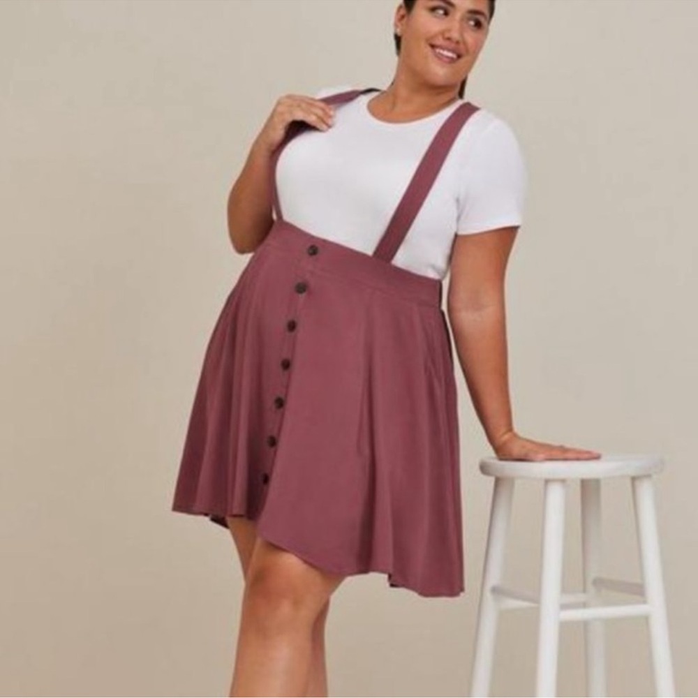 Torrid Mini Challis Retro Skirt Overalls Size 4x / 26 NWT Mauve